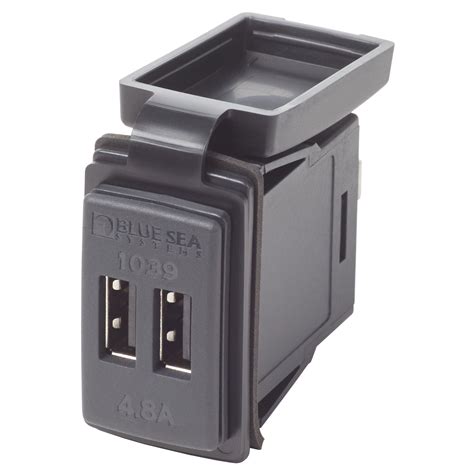 1039 Dual USB Double charger socket, Carling Contura fitment - 12/24V DC input 5V DC 4.8A output